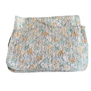 TAHARI Home Set Of Two Quilted Standard Pillow Shams 21"x 26”green yellow Floral